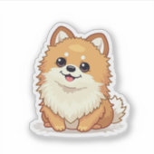 Schattige Pommerse Delight, Kawaii Schattige, Klei Sticker (Voorkant)