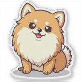 Schattige Pommerse Delight, Kawaii-stijl, klein Sticker (Voorkant)