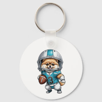 Schattige Pommerse Football Uniform Metal Sleutelh Sleutelhanger
