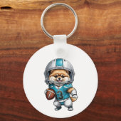 Schattige Pommerse Football Uniform Metal Sleutelh Sleutelhanger (Voorkant)