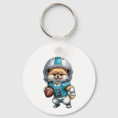 Schattige Pommerse Football Uniform Metal Sleutelh Sleutelhanger (Achterkant)