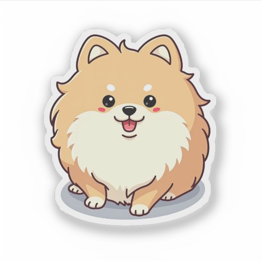 Schattige Pommerse, Kawaii Bubble Charm, Klein Sticker (Voorkant)