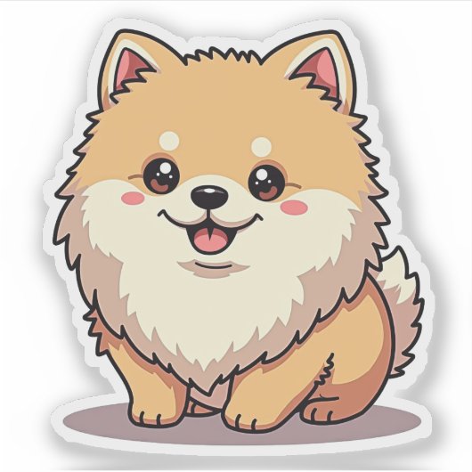 Schattige Pommerse, Kawaii charme, klein Sticker (Voorkant)