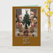 Schattige Pommerse Kerstboom Kaart (Gele Bloem)
