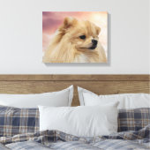 Schattige Pommerse Waterverf Olieverfschilderij Canvas Afdruk (Insitu (Slaapkamer))