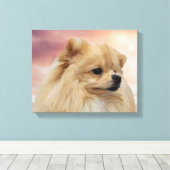 Schattige Pommerse Waterverf Olieverfschilderij Canvas Afdruk (Insitu (Houten vloer))