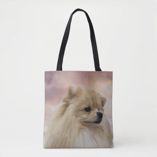 Schattige Pommerse Waterverf Olieverfschilderij Tote Bag (Voorkant)