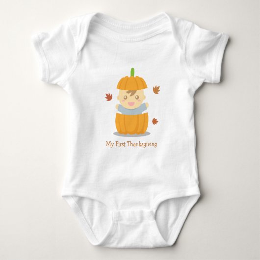 Schattige Pompoen Baby Eerste Thanksgiving Romper (Voorkant)
