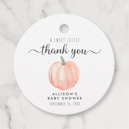 Schattige pompoen Baby shower dank u Bedankjes Labels (Voorkant)