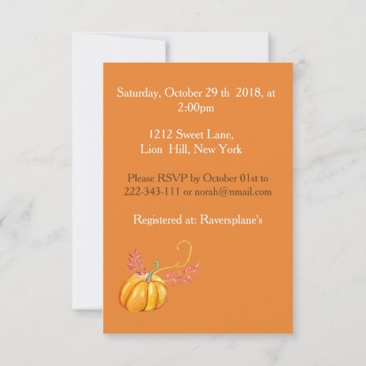 Schattige Pompoen Baby Verjaardag  Kaart (Achterkant)