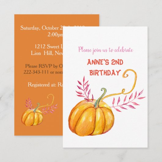 Schattige Pompoen Baby Verjaardag Kaart (Voorkant / Achterkant)