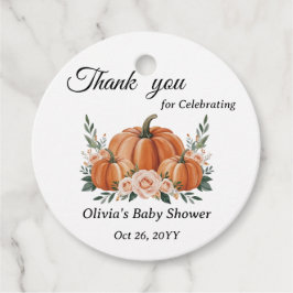 Schattige pompoen Bloemen Baby shower Dank u Bedankjes Labels