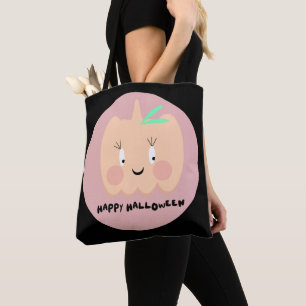 Schattige Pompoen Blozende Lettering Gelukkig Hall Tote Bag
