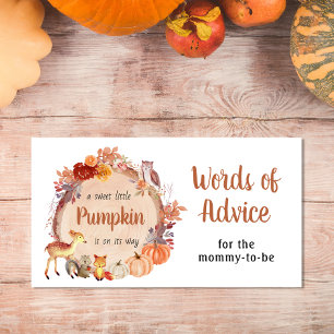 Schattige pompoen bos woord van advies Baby shower Informatiekaartje
