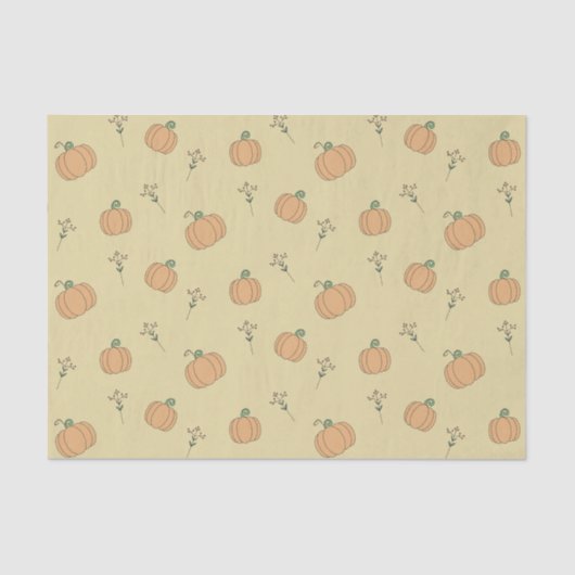 Schattige Pompoen en Herfst Foliage Pattern Tissuepapier (Voorkant)