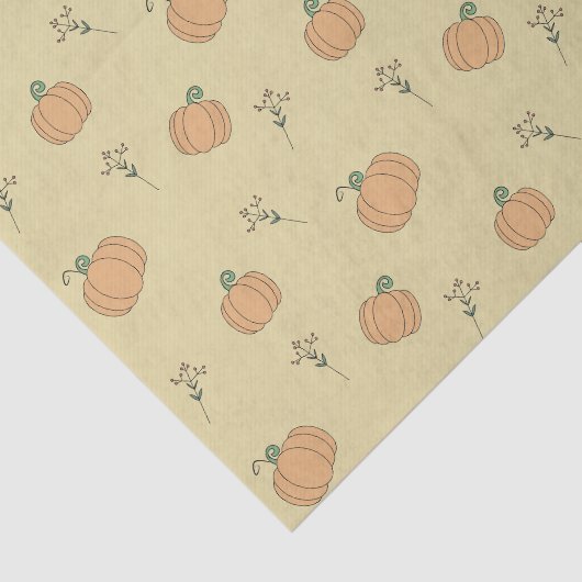 Schattige Pompoen en Herfst Foliage Pattern Tissuepapier (Detail)