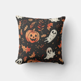 Schattige pompoen- en schedelpatroon kussen