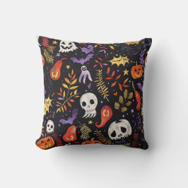 Schattige pompoen- en schedelpatroon kussen