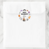 Schattige Pompoen Geest & Vleermuis Halloween Ronde Sticker (Tas)