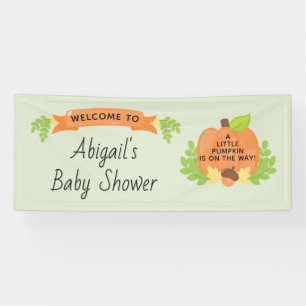 Schattige Pompoen Geslacht Neutrale Baby Shower Spandoek