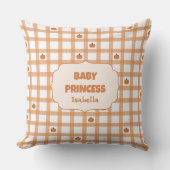 Schattige Pompoen Gingham Baby Prinses Kussen (Voorkant)