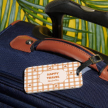 Schattige Pompoen Gingham Gelukkig Reizen