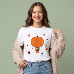 Schattige Pompoen Heet Lucht Ballon Herfst Thanksg T-shirt