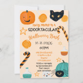 Schattige Pompoen Kat Snoep Halloween Bash Custom Kaart (Voorkant)