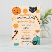 Schattige Pompoen Kat Snoep Halloween Bash Custom Kaart (Staand voorkant)