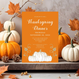 Schattige Pompoen Oranje Thanksgiving Dinerfeest Kaart