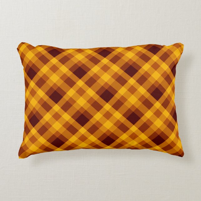 Schattige pompoen Sinaasappel geruite accentkussen Accent Kussen (Voorkant)