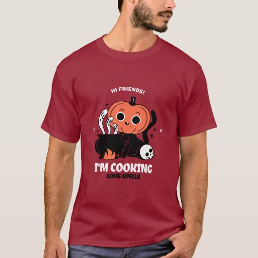 Schattige pompoen spell chef-kok Halloween T-shirt (Voorkant)