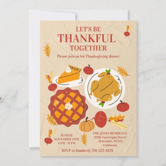 Schattige Pompoen Thanksgiving-diner Kaart (Voorkant)
