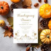 Schattige Pompoen Thanksgiving Dinerfeest Kaart