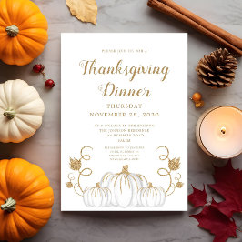 Schattige Pompoen Thanksgiving Dinerfeest  Kaart
