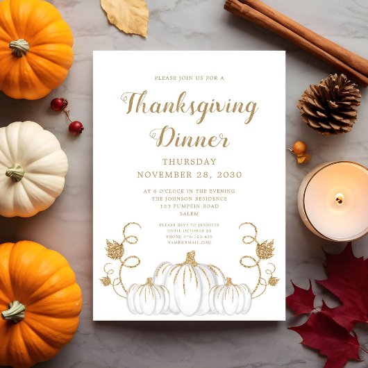 Schattige Pompoen Thanksgiving Dinerfeest Kaart
