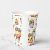 Schattige pompoen vetplant patroon papieren bekers (Links)