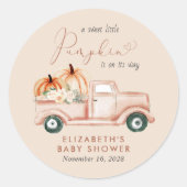 Schattige pompoen  vrachtwagen Baby shower Ronde Sticker (Voorkant)