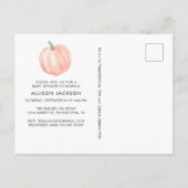 Schattige pompoen Waterverf Baby shower Uitnodiging Briefkaart (Achterkant)
