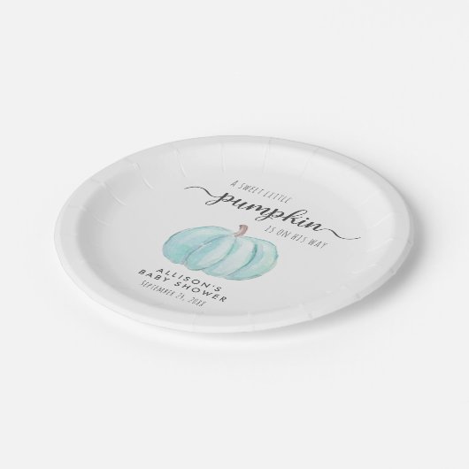 Schattige pompoen Waterverf jongen Baby shower Papieren Bordje (Gekanteld)