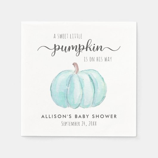 Schattige pompoen Waterverf jongen Baby shower Servet (Voorkant)