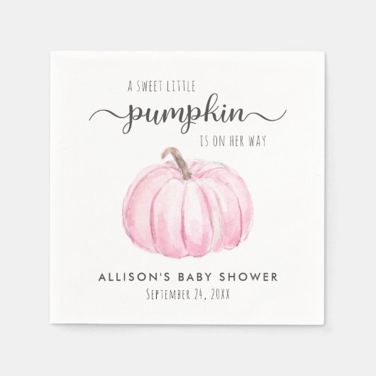 Schattige pompoen Waterverf meisje Baby shower Servet (Voorkant)
