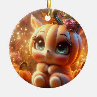 Schattige pompoendier keramisch ornament