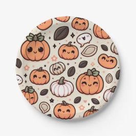 Schattige pompoenen en pompoenpitten Halloween-fee Papieren Bordje
