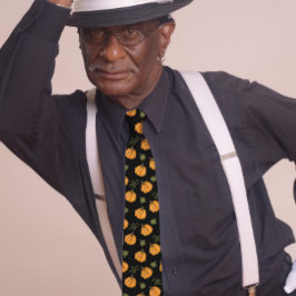 Schattige pompoenen Halloween zwart Stropdas