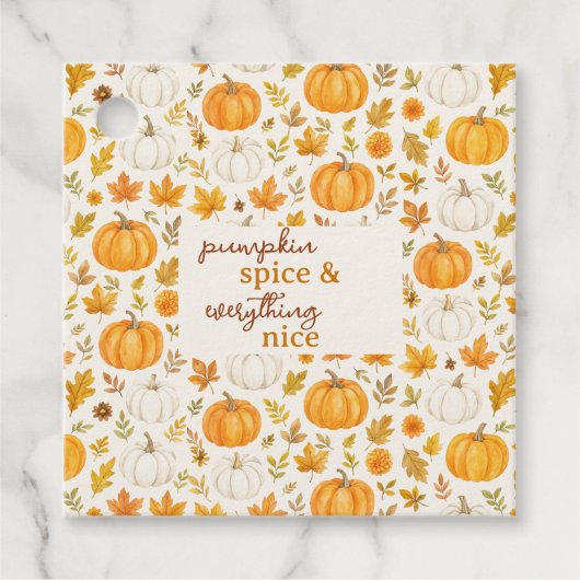 Schattige pompoenpatroon | Thanksgiving Bedankjes Labels (Voorkant)