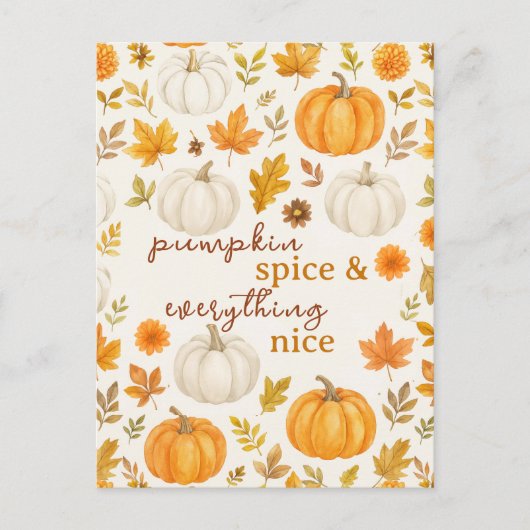 Schattige pompoenpatroon | Thanksgiving Briefkaart (Voorkant)
