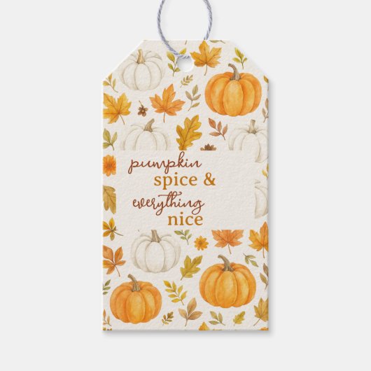 Schattige pompoenpatroon | Thanksgiving Cadeaulabel (Voorkant)