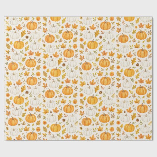 Schattige pompoenpatroon | Thanksgiving Cadeaupapier (Vlak)