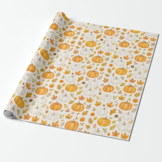 Schattige pompoenpatroon | Thanksgiving Cadeaupapier (Uitgerold)